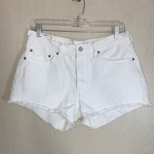 Levi’s 501 white jean cut off shorts